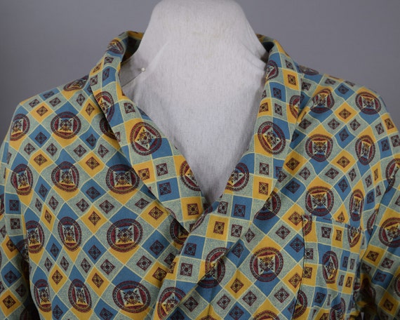 Blue & Yellow Plaid Men's Vintage 50s Cotton Robe