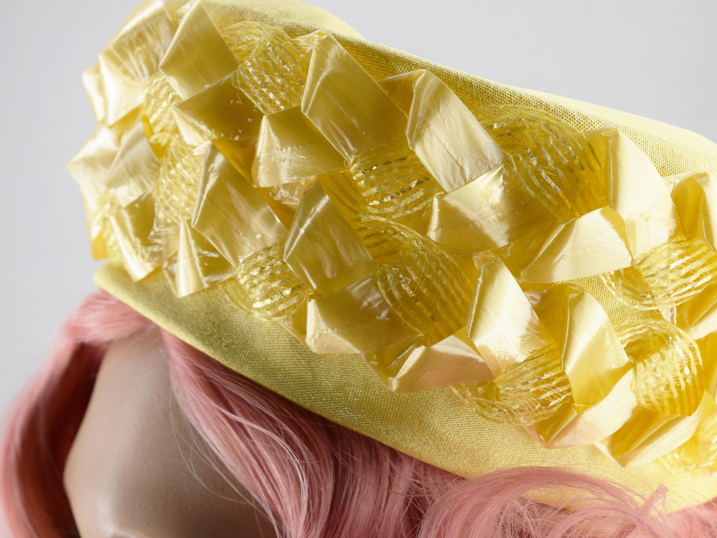1960s Vintage Golden Yellow Pillbox Hat Everitt Original Woven Tilt Hat Top Hat Original Vintage Hats for Women for sale | eBay main image 4