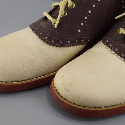 Disco Era Cream & Brown Saddle Oxford shops Vintage 70s Platform Shoes Unisex Womens 8 or 9 Mens 7 or 8