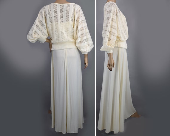 Pearly Cream 2 Piece Vintage 70s Maxi Dress and S… - image 2