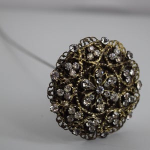 Filigree & Rhinestone Antique Victorian 1900s Long Hat Pin Gibson Girl Hatpin