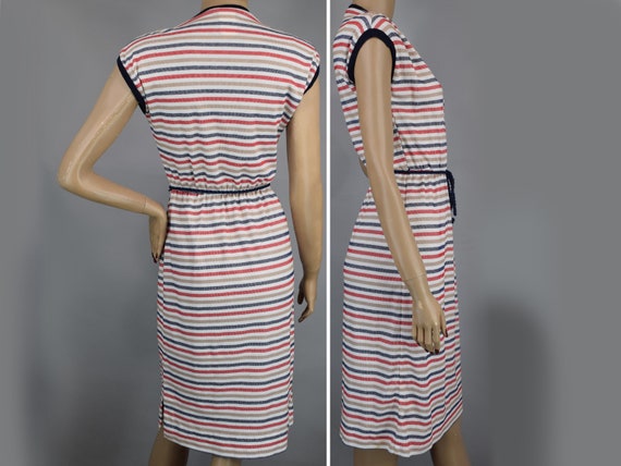 Red & Blue Striped Vintage 80s Dress Soft Heather… - image 3