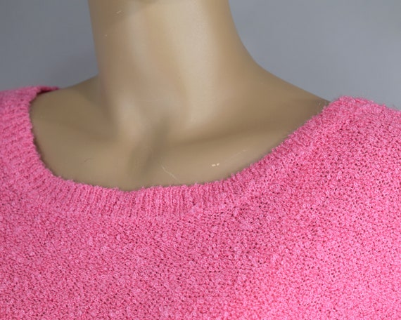 Bubble Gum Pink Vintage 80s Slouch Sweater Boucle… - image 7