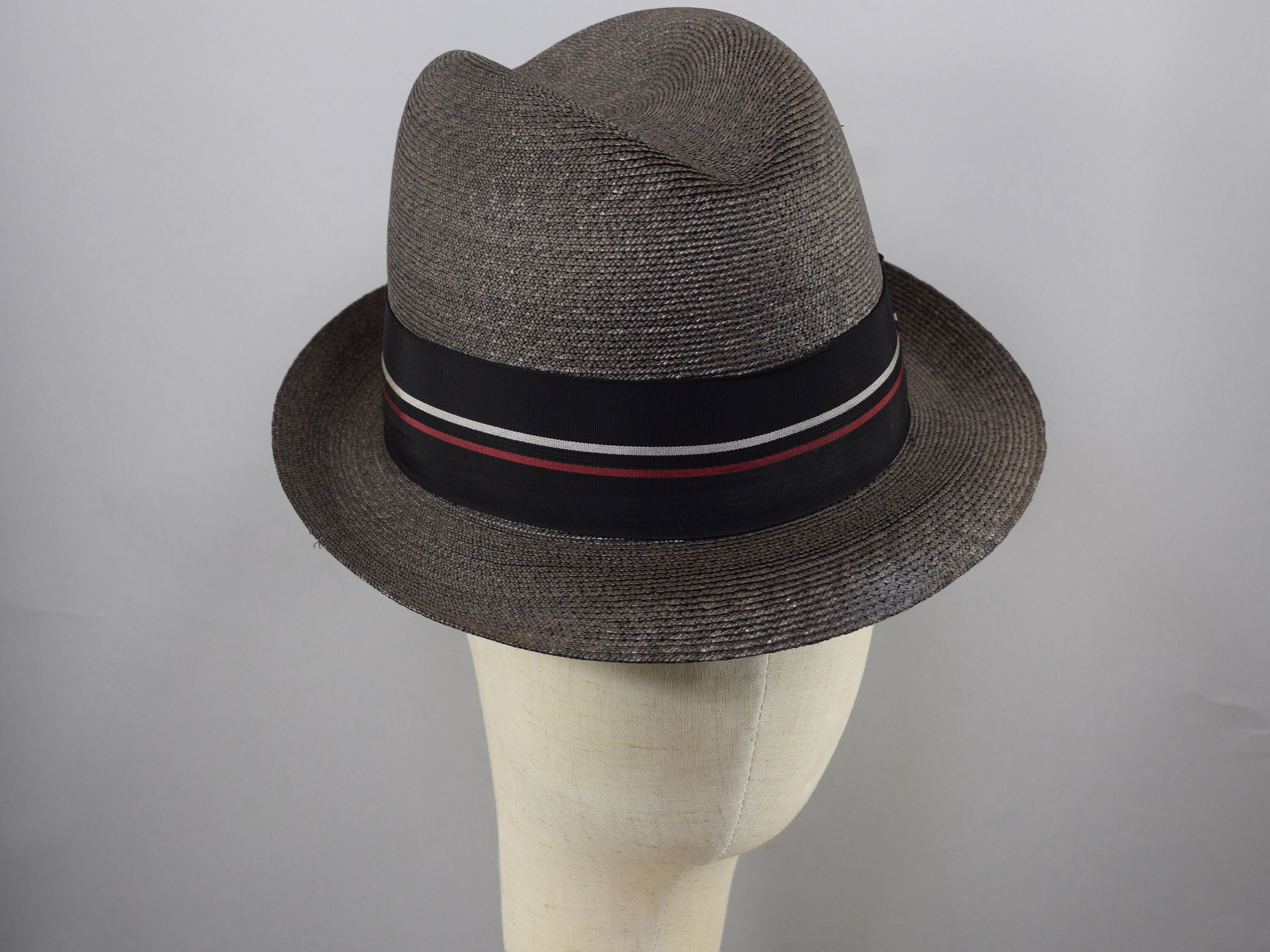 Vintage silver grey straw hat Frank Olive 1980s Silver Metallic Straw Cut-Out Wide Brim  main image 4