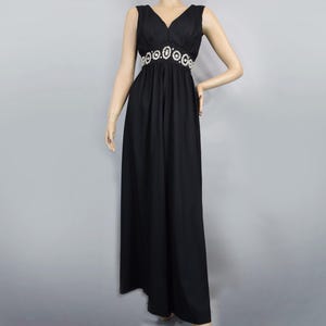 Black & Silver Vintage 70s Jumpsuit Super Wide Leg Palazzo Sparkling Beads S M