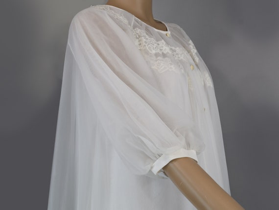 Sheer White Vintage 60s Peignoir Set Gown & Robe … - image 5