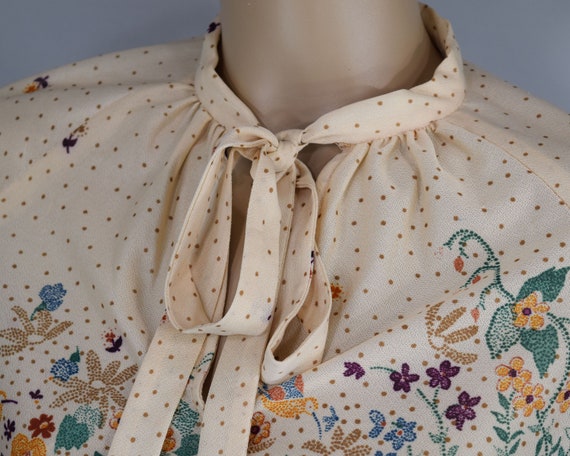 Cream Boho Floral Vintage 70s Top & Skirt Set wit… - image 8