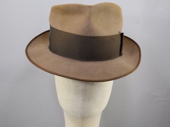 Brown Wide Brim Vintage 40s Fedora Hat Slightly D… - image 2