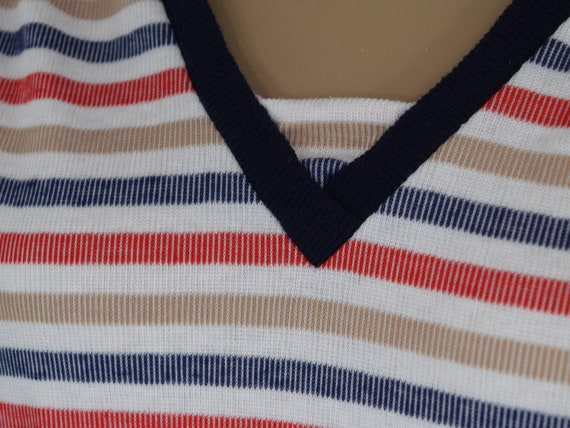 Red & Blue Striped Vintage 80s Dress Soft Heather… - image 9