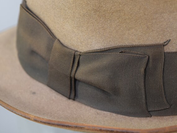 Brown Wide Brim Vintage 40s Fedora Hat Slightly D… - image 9