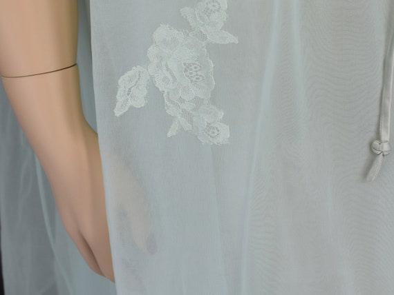 Pale Mint Green Sheer Vintage 60s Chiffon Nightie… - image 9