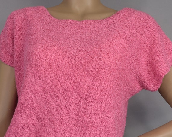 Bubble Gum Pink Vintage 80s Slouch Sweater Boucle… - image 6