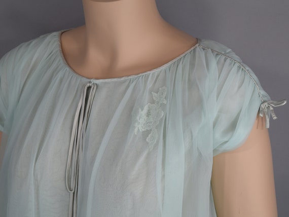 Pale Mint Green Sheer Vintage 60s Chiffon Nightie… - image 8