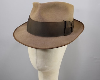 Brown Wide Brim Vintage 40s Fedora Hat Slightly Distressed 6 7/8