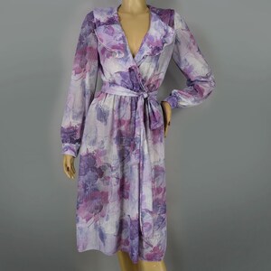 Purple & Metallic Gold Vintage 70s Dress Sheer Ruffled Disco Era M