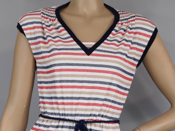 Red & Blue Striped Vintage 80s Dress Soft Heather… - image 8