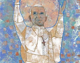 Saint John Paul II fine art print makes a great confirmation gift.   This 8" X 10" is signed and ready to frame.