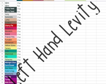 Sculpey Clay Inventory Spreadsheet