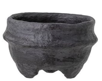 Ciotole con piede in cartapesta (nero), arredamento primitivo, arredamento rustico, arredamento scaffale