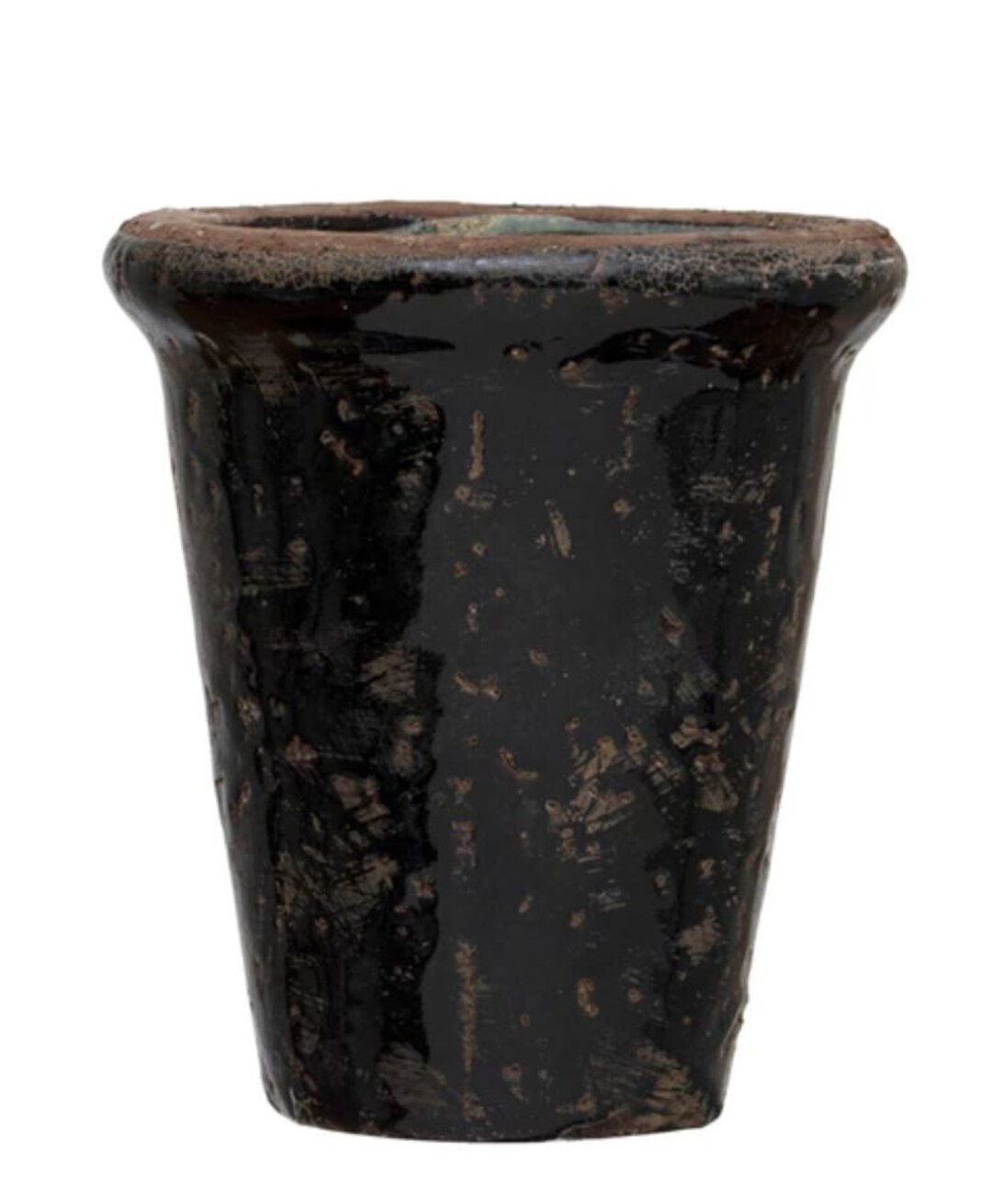 Black Terracotta Planter 5.5 Round Home Decor Etsy