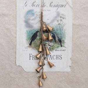 Hanging Metal Bell Cluster with Jute Rope