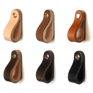 Leather furniture handles, leather drawer pulls, knobs, leather cabinet handle, pull, colors, hardware image 1