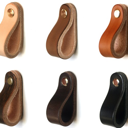 Leather Drawer Handles 96mm Leather Cabinet Pulls Leather - Etsy