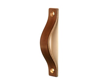 Leather furniture handles 128mm, leather pulls