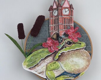 Frog Clocktower Art | Original Art | Mixed Media