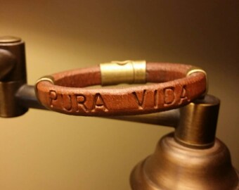 Pura Vida, Handmade Licorice, High Quality Personalized Leather Bracelet. Island Zing, Free Shipping