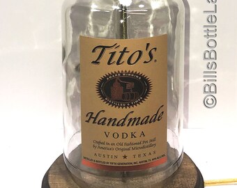 TITO/'S VODKA Large 1.75L Liquor Bottle TABLE LAMP Light /& Wood Base Bar Lounge