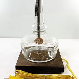 Willett Bourbon Whiskey Liquor Bottle TABLE LAMP with Wood Base, Desk Accent Light, Home Bar Pub Lounge Decor Party Lighting