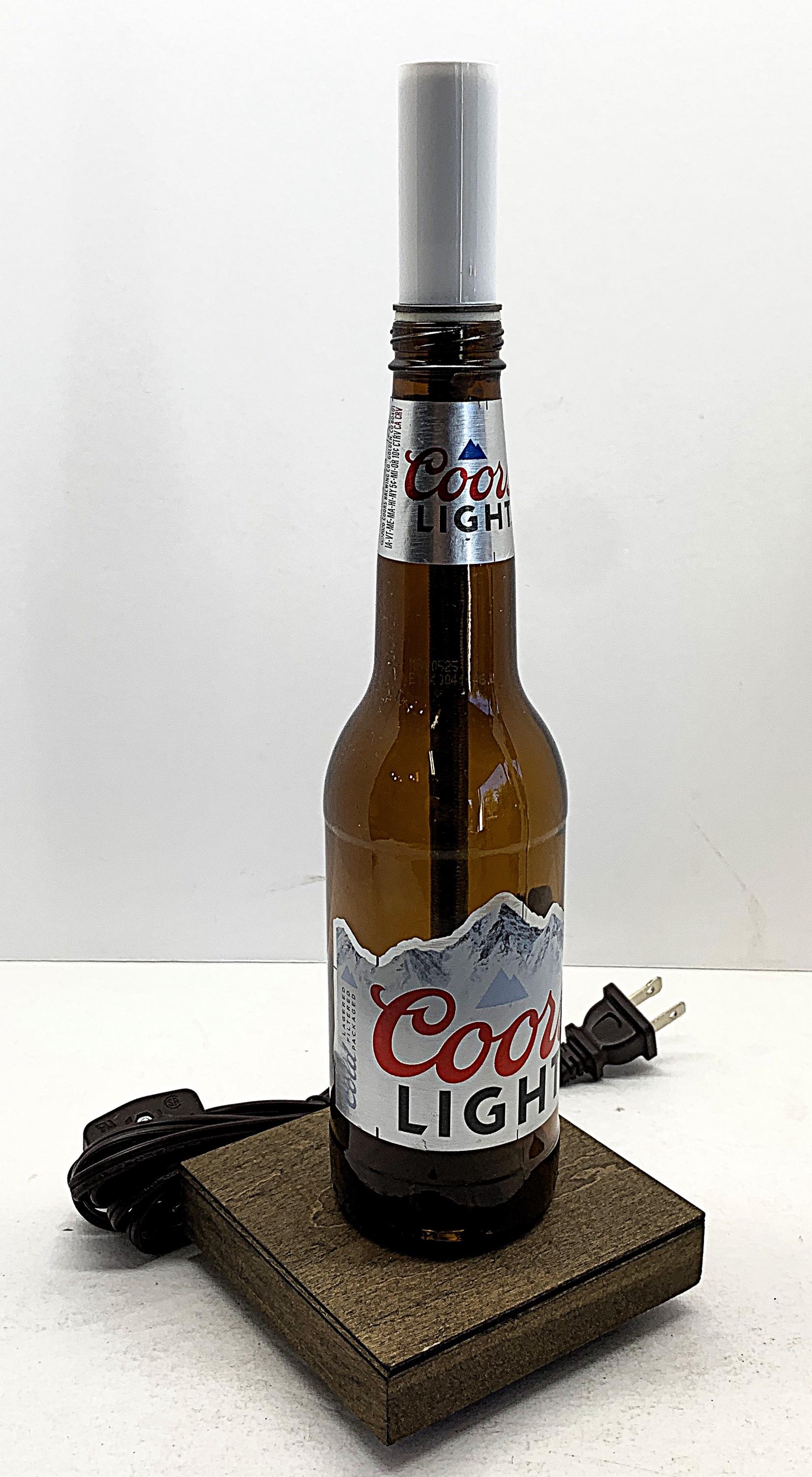 Coors Light Beer Bottle TABLE LAMP Light Package With Double Laced
