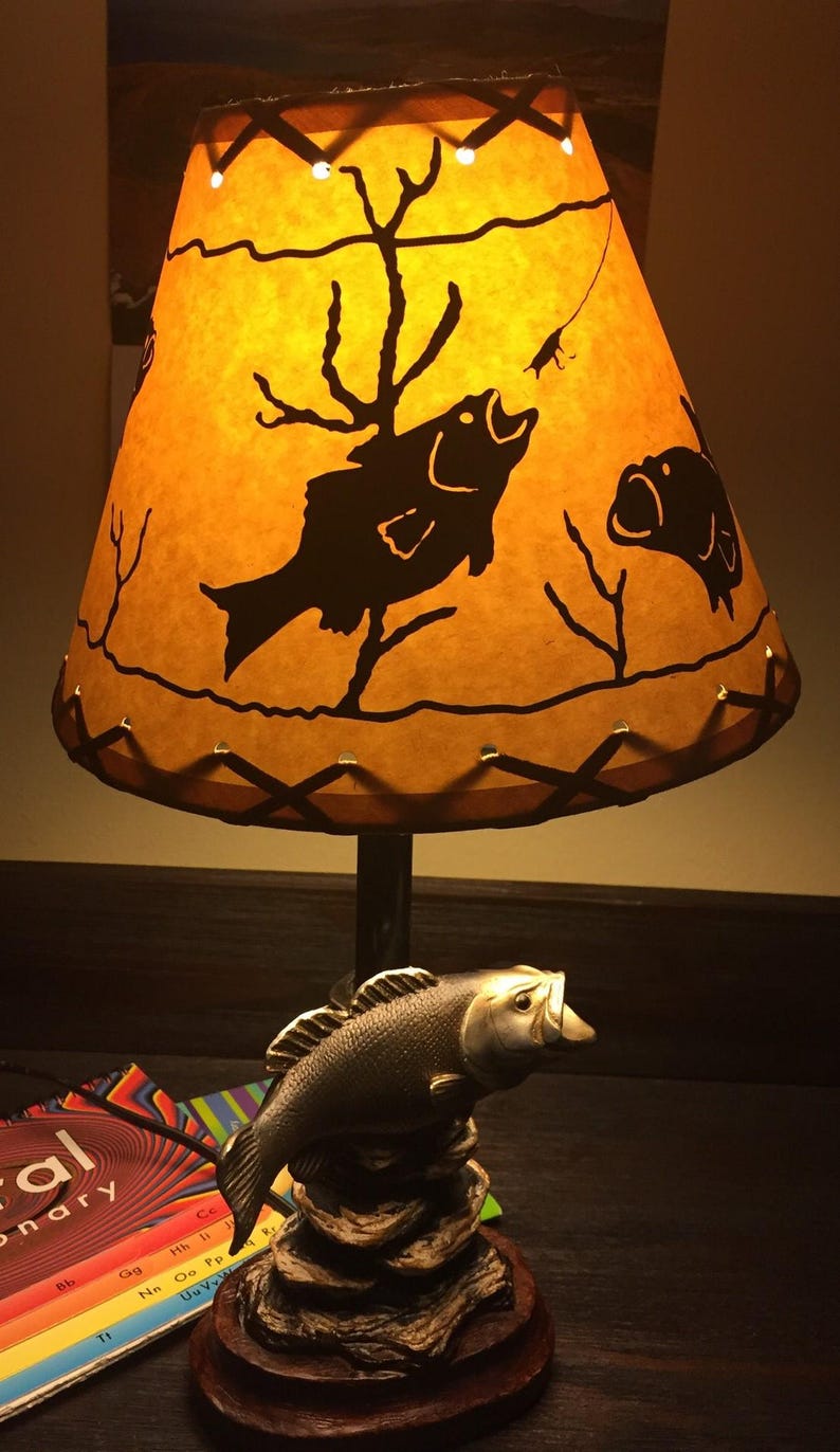 FISH Bass Trout Scene Laced 9 inch Lamp Shade