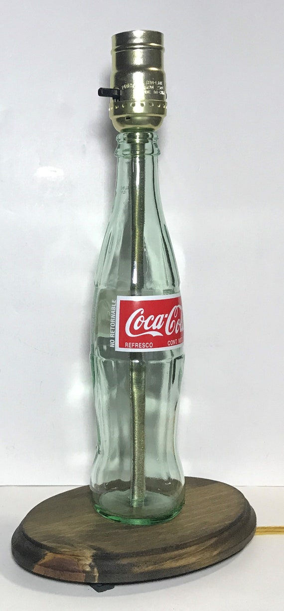 Classic Coca Cola Coke Bottle Table Lamp With Wood Base Desk Etsy