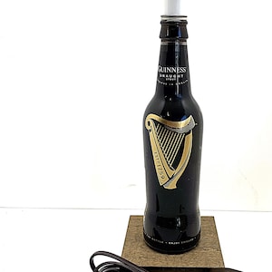 Guinness Beer Bottle TABLE LAMP Light w/ Laced SHADE & Bulb Home Bar Pub Lounge Decor Party Lighting image 9