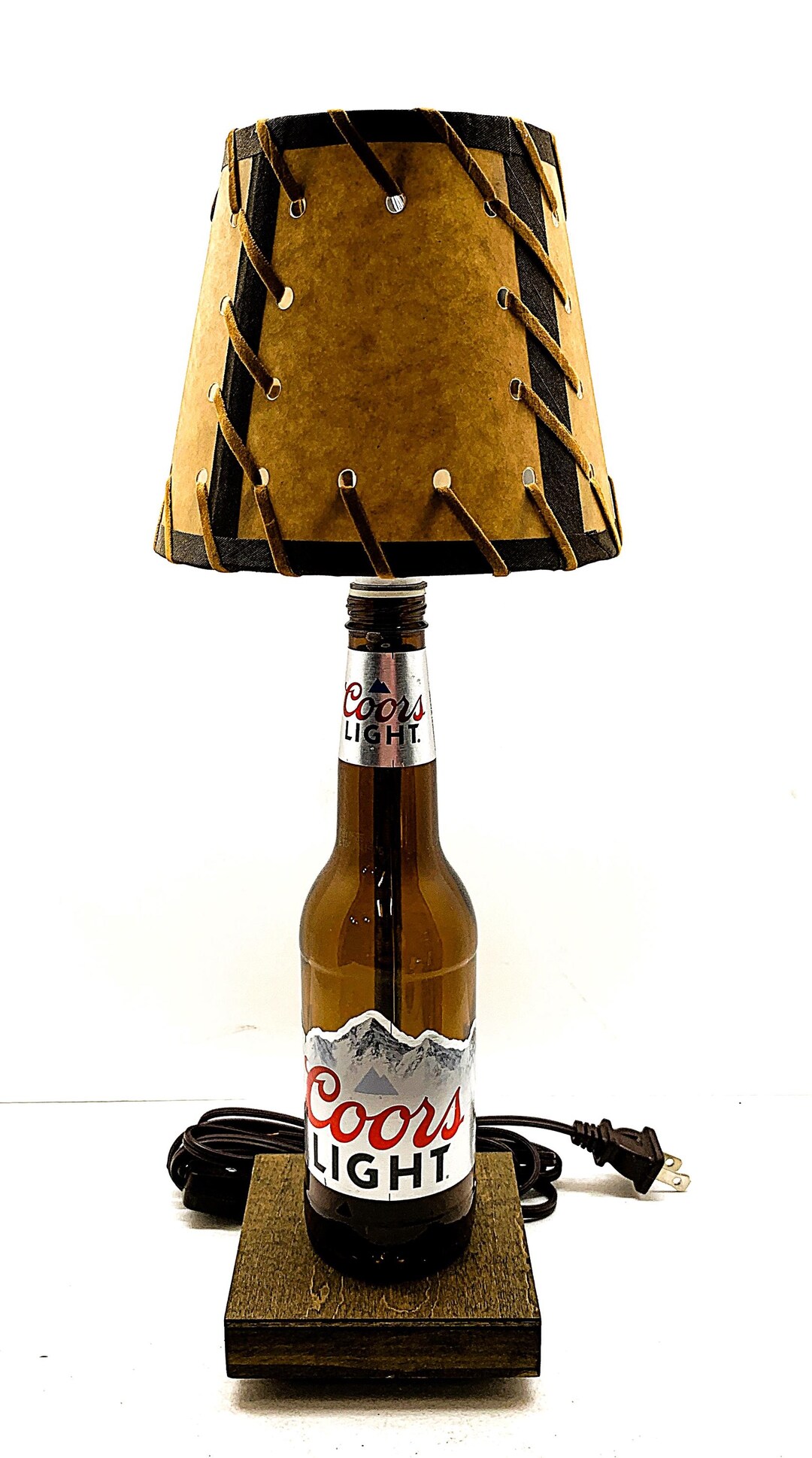 Coors Light Beer Bottle TABLE LAMP Light Package With Double Laced