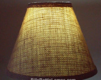 BURLAP 9 inch Custom Handmade Classic LAMP SHADE Bulb Clip Style Rustic Country Cottage Log Cabin Table Light Lampshade