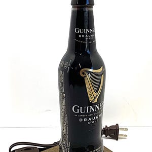 Guinness Beer Bottle TABLE LAMP Light w/ Laced SHADE & Bulb Home Bar Pub Lounge Decor Party Lighting image 7