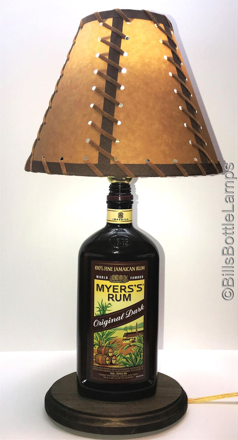 Myers's Rum Liquor Liquor Bottle TABLE LAMP With Wood Etsy