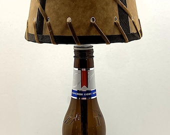 Michelob Ultra Beer Bottle TABLE LAMP Light Package with Double Laced SHADE & Candelabra Bulb Home Bar Pub Lounge Decor Party Lighting