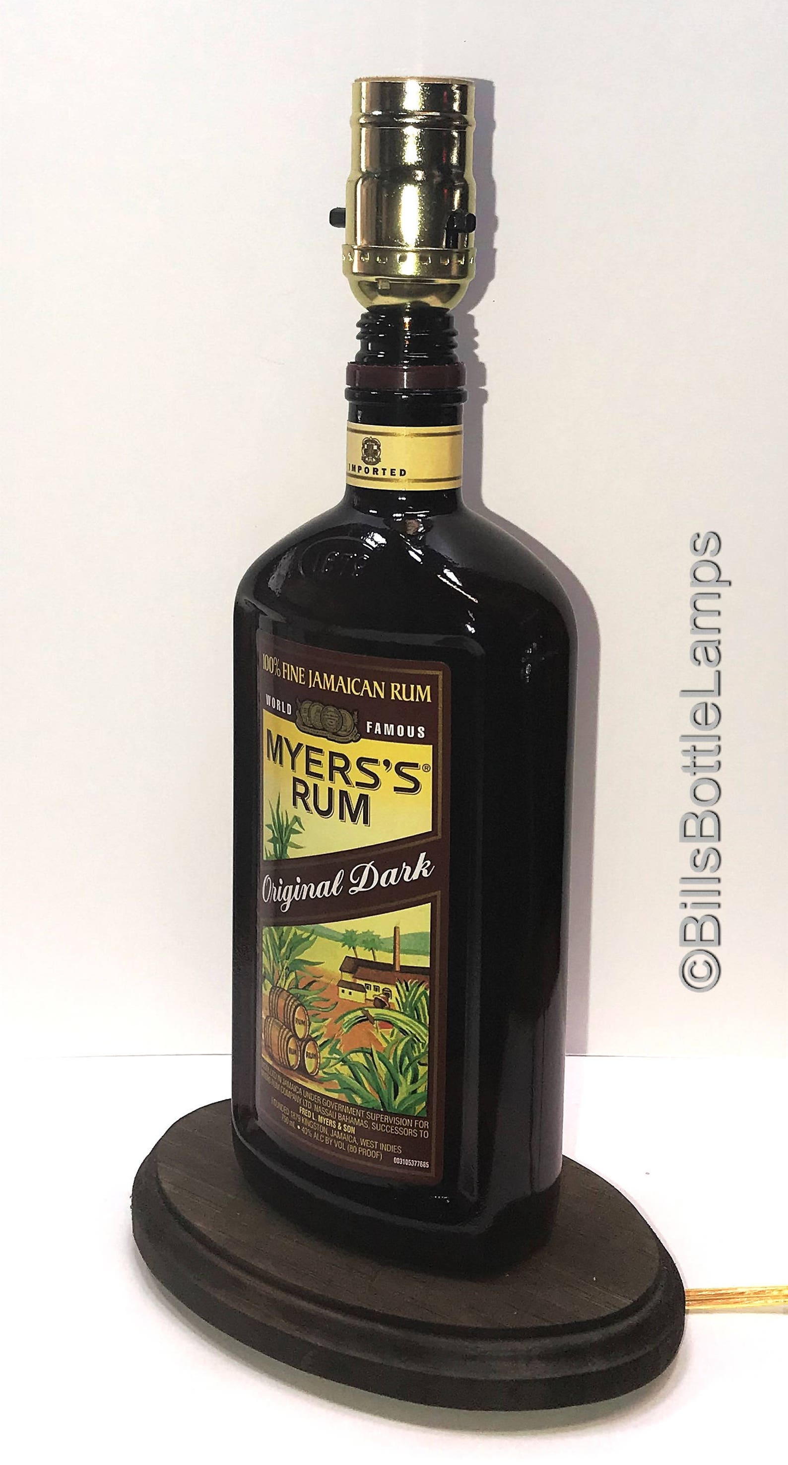 Myers's Rum Liquor Liquor Bottle TABLE LAMP With Wood Etsy