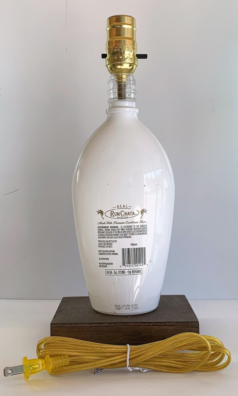 Rum Chata Liquor Bottle TABLE LAMP With Wood Base Desk Accent Etsy