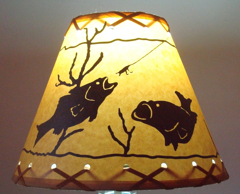 FISH Bass Trout Scene Laced 9 inch Lamp Shade - Thumbnail 2