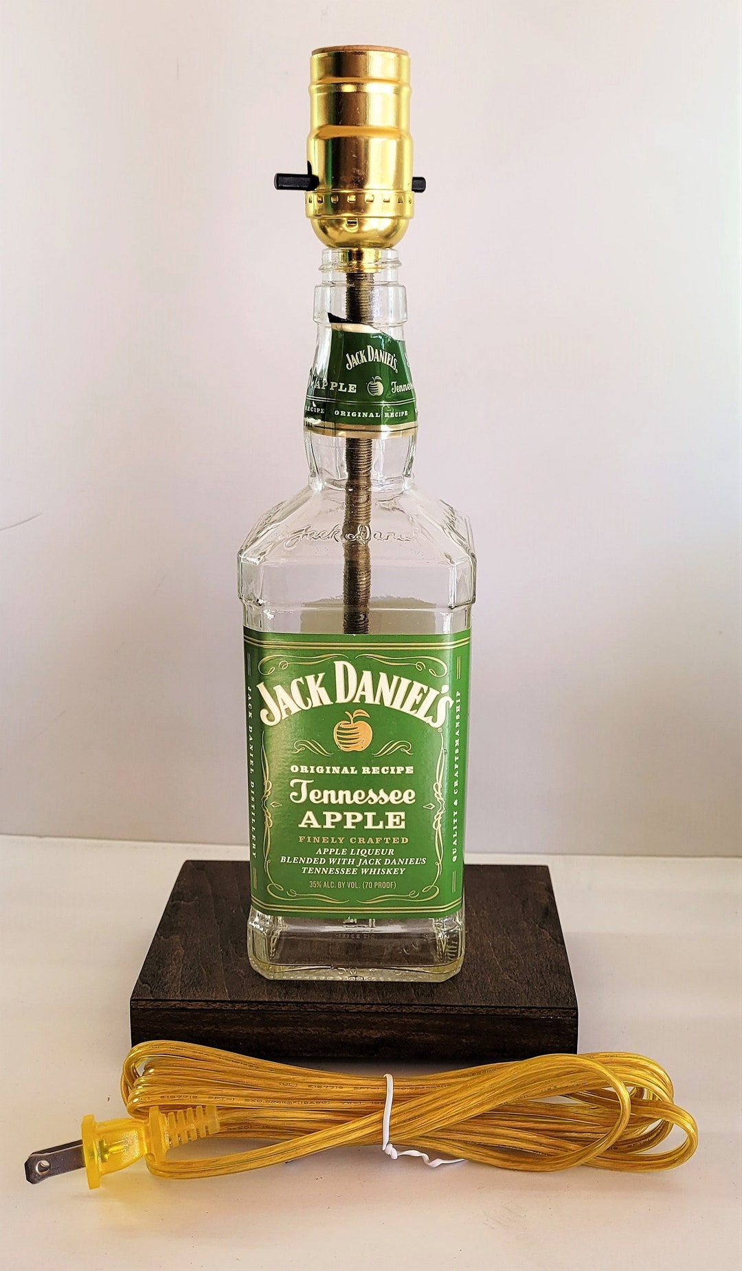 Jack Daniels Apple Whiskey Liquor Bottle TABLE LAMP With Wood Etsy