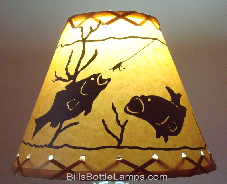 Fish LAMP SHADE Rustic Cottage Table Light Lamp Shade Oil Etsy