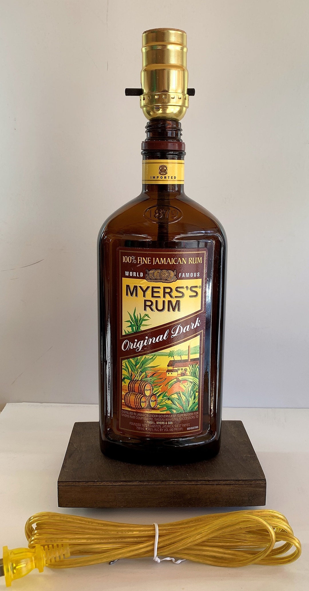 Myers's Rum Liquor Liquor Bottle TABLE LAMP With Wood Etsy
