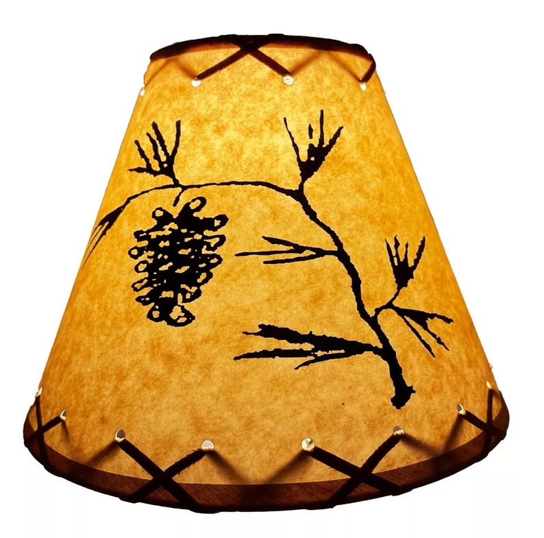 BillsBottleLamps Pine Cone Scene Lamp Shade - Thumbnail 3