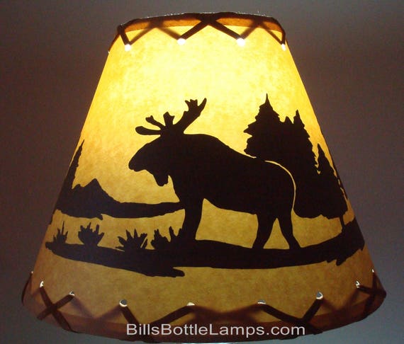 Moose Lamp Shade Rustic Cottage Table Light Lamp Shade Oil Etsy