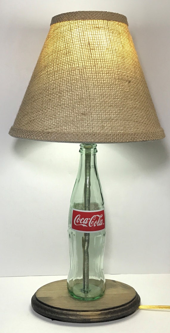 Desk Accent Light Decor Classic Coca-Cola Coke Bottle TABLE LAMP with Wood Base 